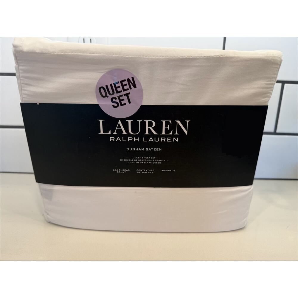 Lauren Ralph Lauren Dunham Sateen 4-Piece Sheet Set - White, Queen Size NEW!!!